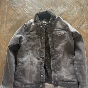 RUDE Black Sherpa-Lined Denim Jacket